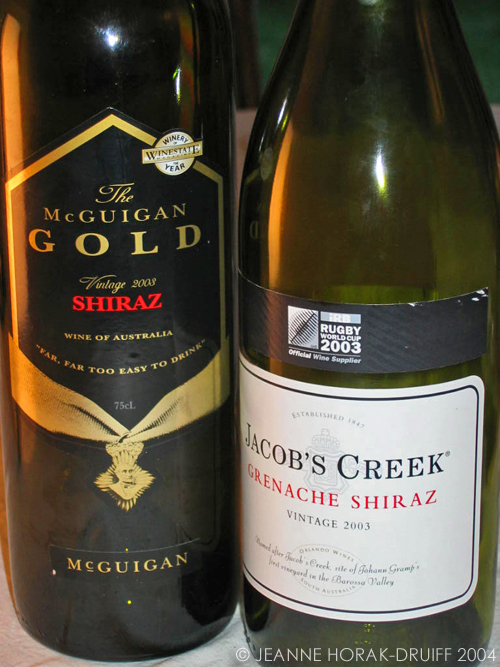 Australian shiraz bottles