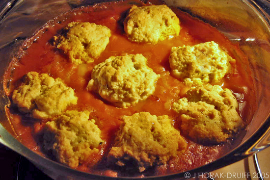 Sausage and bean casserole with dumplings