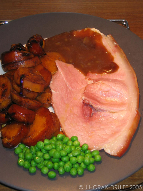 sweet potatoes and gammon steak