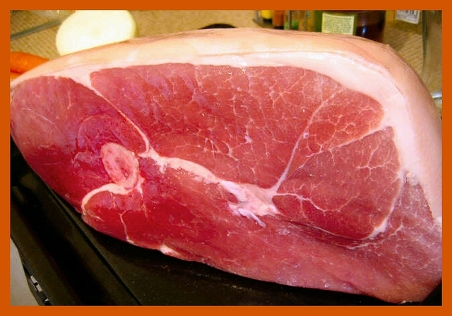 Raw pork gammon roast