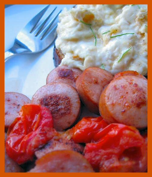 Sausage egg and tomato breakfast