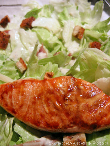 Grilled salmon Caesar salad