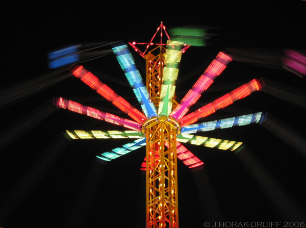 Funfair ride at night