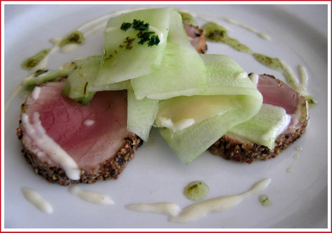 Seared Tuna and cucumber