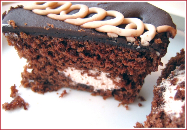 Hostess cupcakes cut