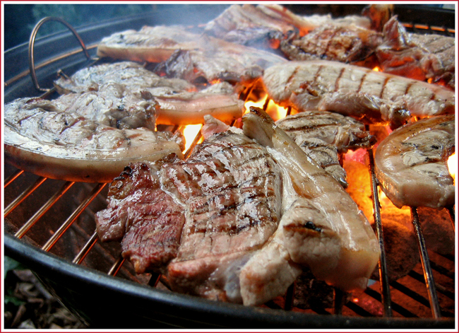 Pork chops on the barbecue