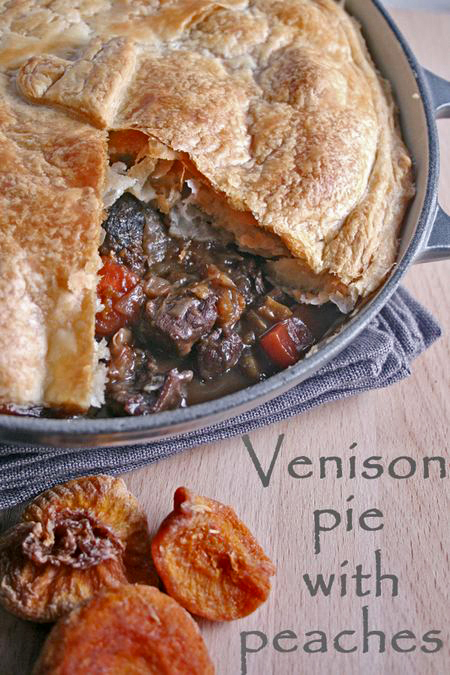 Venison pot pie with dried peaches