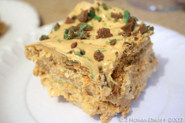 Slice of Peppermint Crisp fridge tart