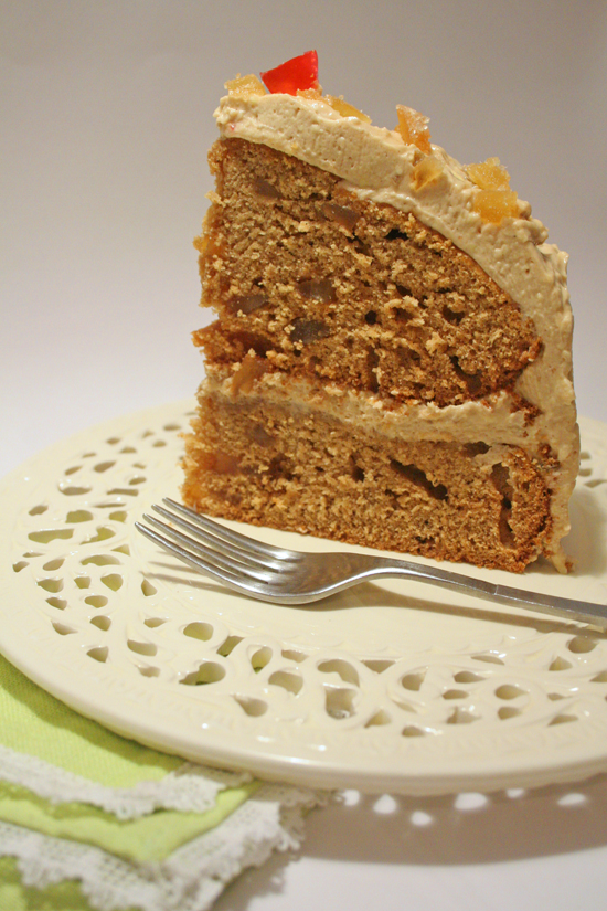 Triple ginger layer cake slice