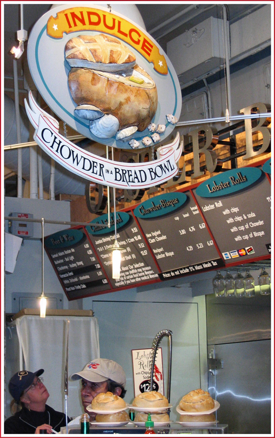 Chowder in a bread bowl stall