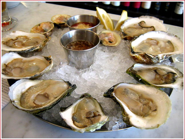 Platter of raw oysters