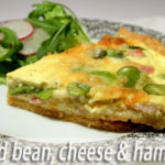 Broad bean, cheese & ham tart