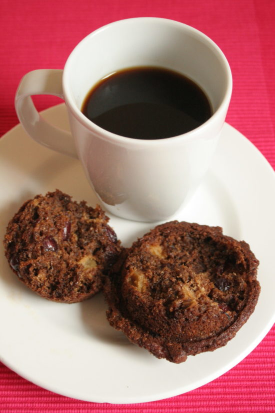 Cranberry apple bran muffin and black coffee