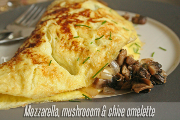 Mushroom mozzarella chive omelette