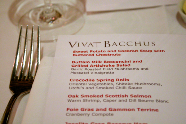 Vivat Bacchus restaurant menu