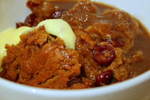 Cranberry ginger caramel pudding