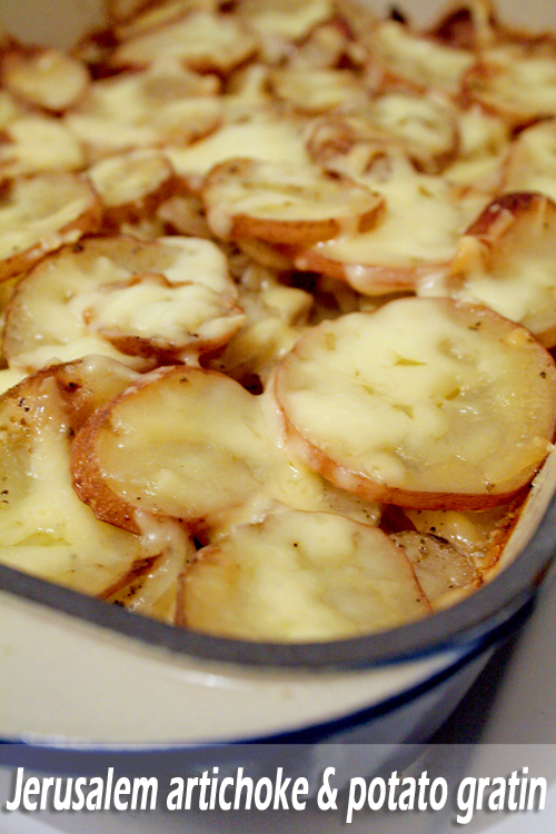 Jerusalem artichoke & potato gratin