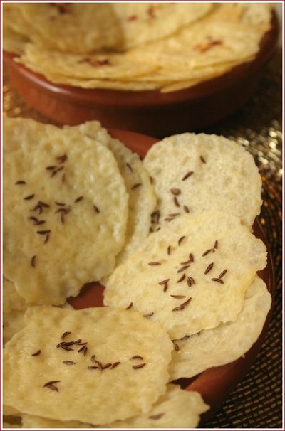 Keto cheese crisps with caraway seeds