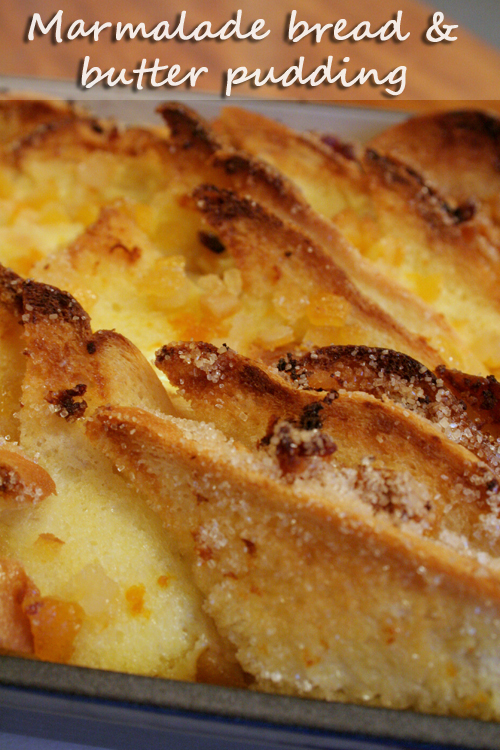 Marmalade bread and butter pudding