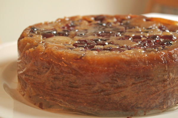Cranberry pear upside down cake whole