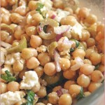 Chickpea salad with basil, olives, red onion & feta