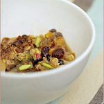 Spiced pear, apple & pistachio crisp for a snowy day
