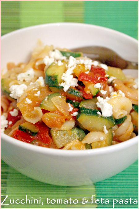 Zucchini-feta-tomato-pasta