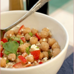 Chickpea salad with tomatoes, basil and feta