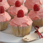 Raspberry and white chocolate cupcakes with raspberry buttercream frosting