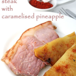 Gammon steaks with spicy caramelised pineapple slices