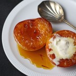 Grilled nectarines with saffron and lavender syrup