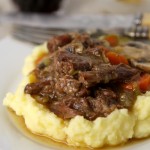20-hour sous vide oxtail stew on creamy mustard mash