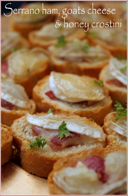 Serrano ham goat's cheese & honey crostini