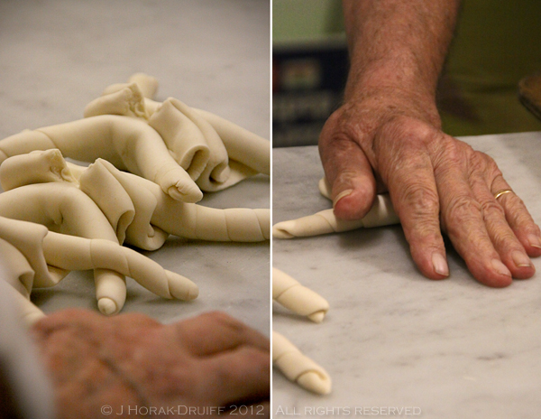 Ferrara bakery hands diptych © J Horak-Druiff 2012