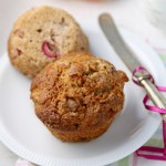 Rhubarb and pear muffins