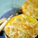 Gem squash with a cheesy spicy creamed sweetcorn filling