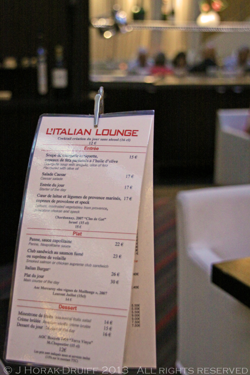 SofitelLaDefenseParisLItalianLoungeMenu © J Horak-Druiff 2013