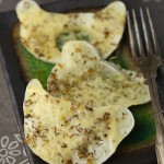 Baked pattypan squash steaks with cheese and herbs