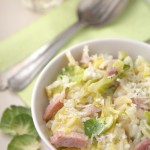Leftover gammon and Brussels sprout risotto