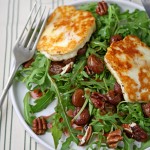 Halloumi, roasted grape & pecan salad