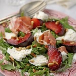 Plum, Serrano ham and mozzarella salad