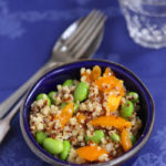 Quinoa bowls with edamame and peppers