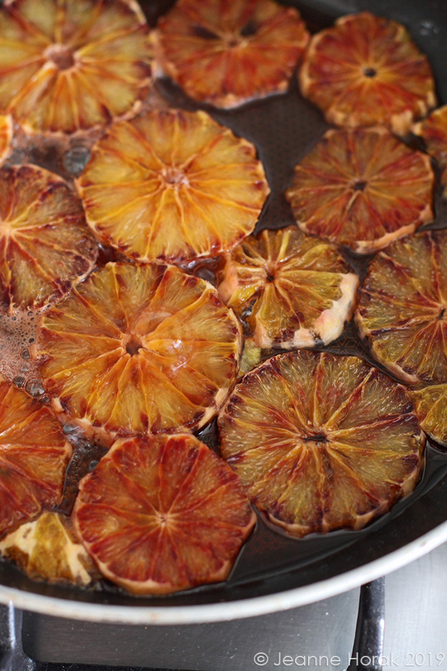 Blood-oranges-caramelising
