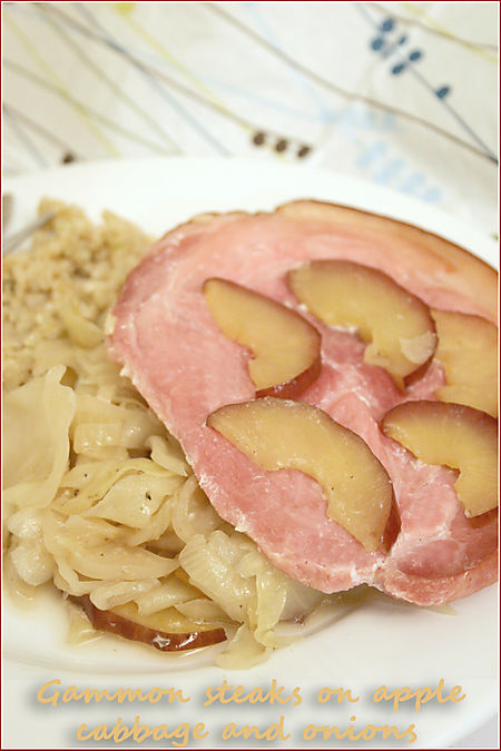 Gammon-steaks- cabbage-apples