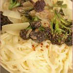 Purple sprouting broccoli, anchovy and pecorino pasta