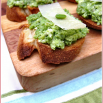 Broad bean crostini and cocktails – for one!