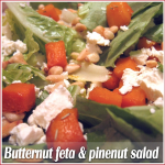 Roasted butternut, feta and pinenut salad