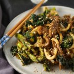 Beef, broccoli and udon noodle stir fry from “The Japanese Larder” by Luiz Hara