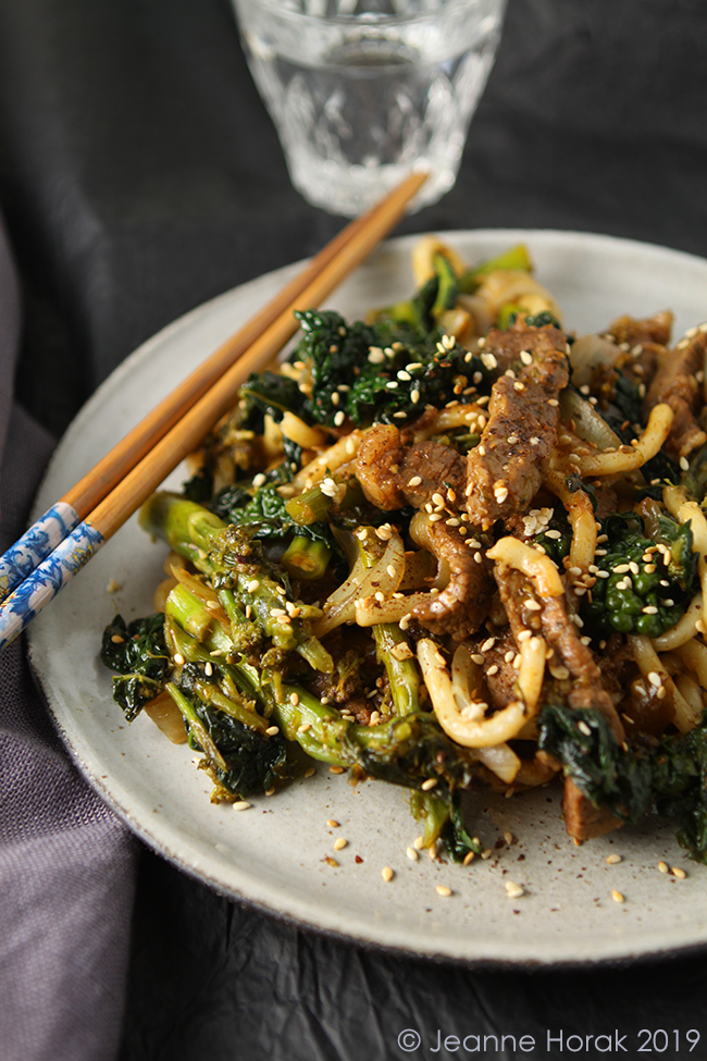 Beef, broccoli and udon noodle stir fry from "The Japanese Larder" by ...