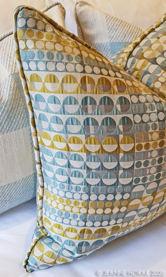 Teal & gold cushion